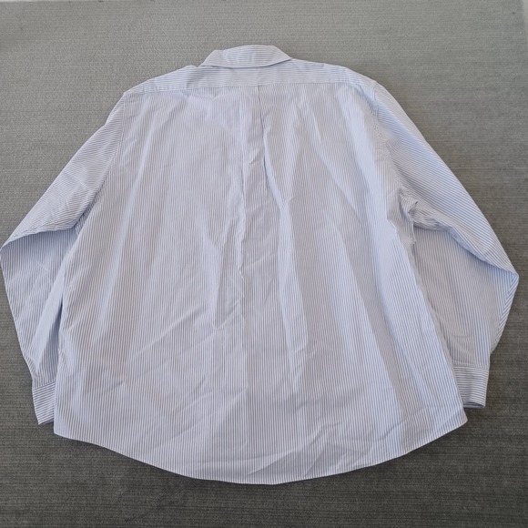 Brooks Brothers Oxford Shirt Mens 2XL Blue Stripe Chambray Button Down Loose Fit - Picture 2 of 10